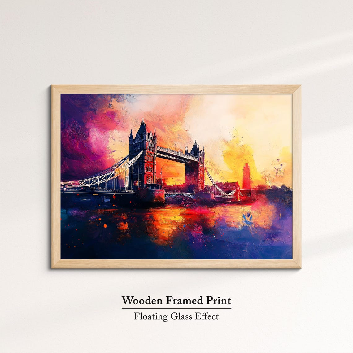 London Tower Bridge Dramatic Sunset Magenta Sky Thames Night Poster - Image 6