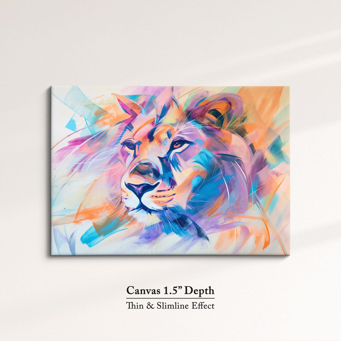 Lion Colorful Purple Orange Expressive Abstract Portrait Art Poster - Image 3
