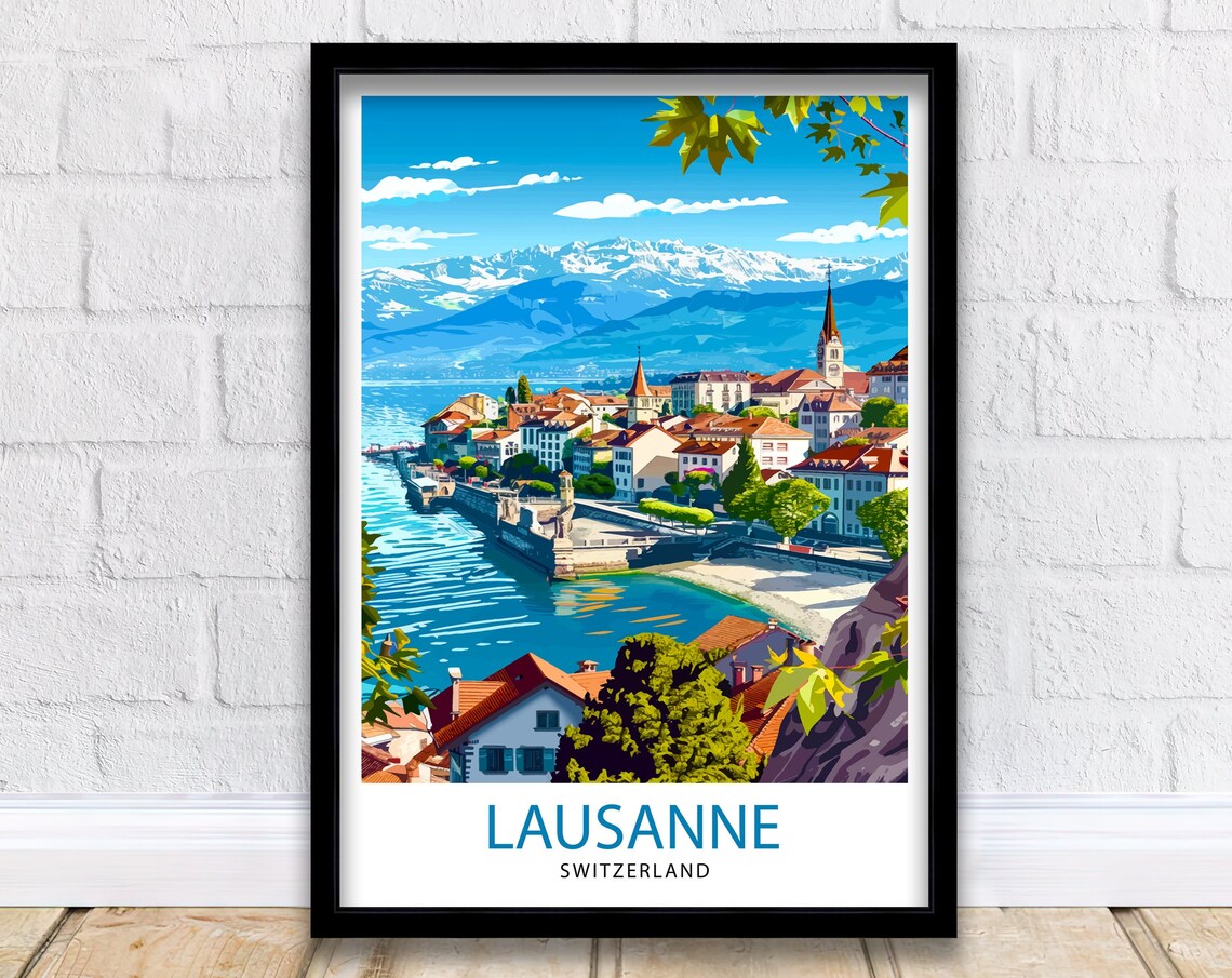 Lausanne Switzerland Travel Poster, European City View