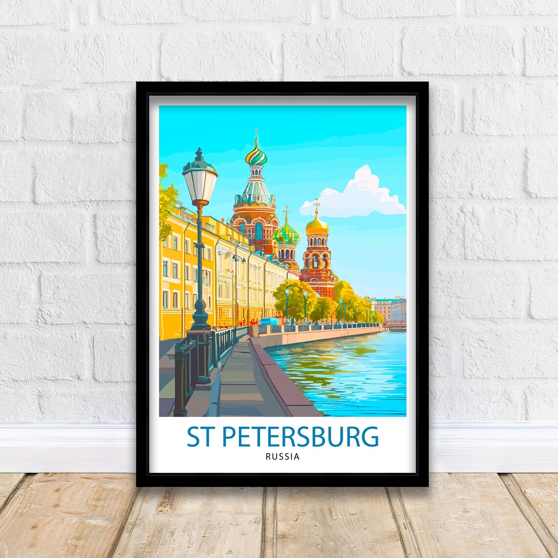 St Petersburg Russia Travel Poster, Skyline Wall Decor