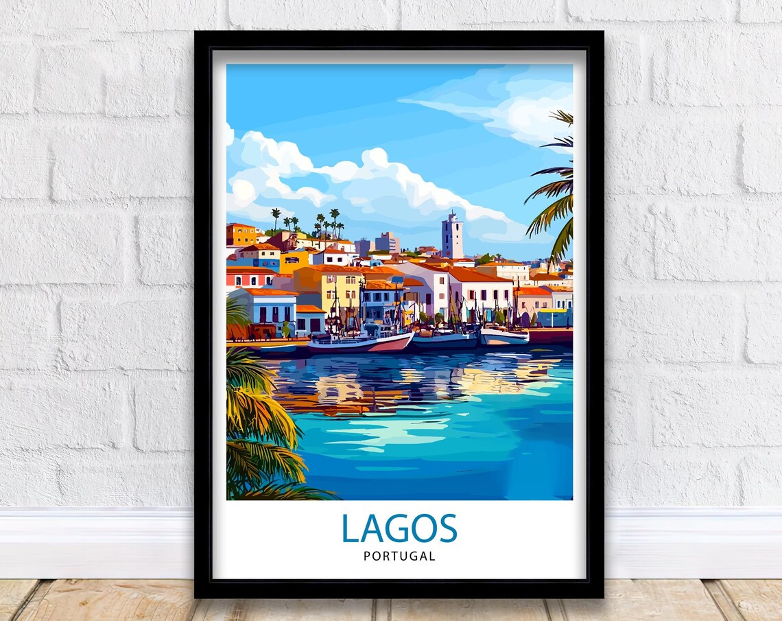 Lagos Portugal Harbor Town Boats Algarve Coast Travel Poster