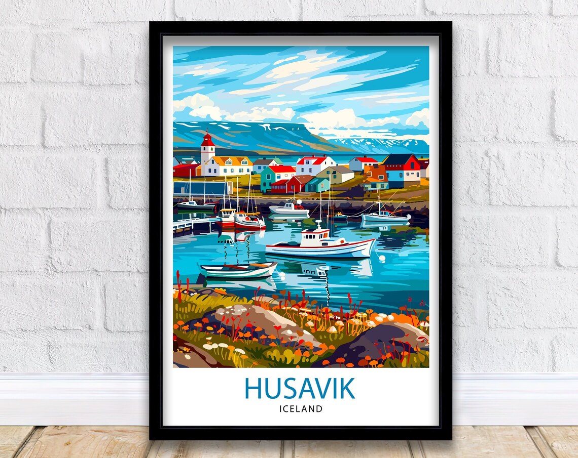 Husavk Iceland Travel Poster, Europe Decor