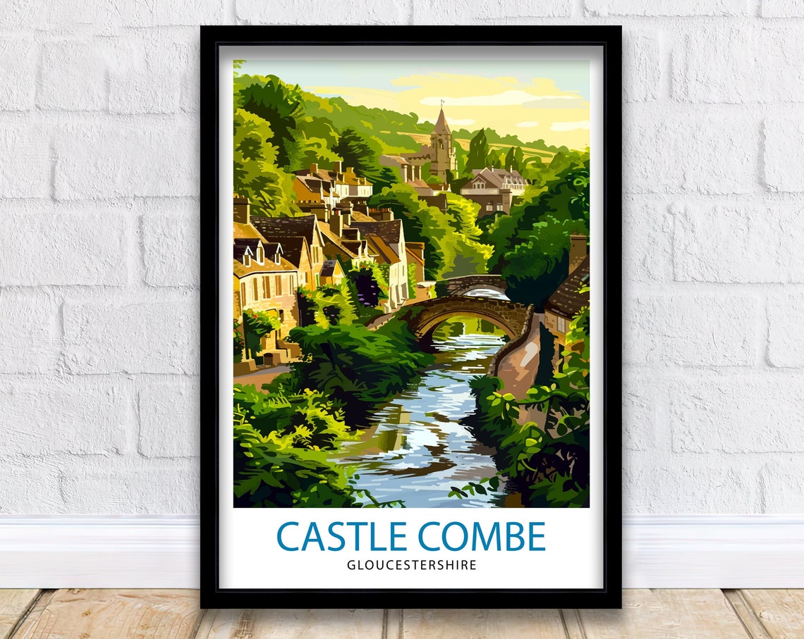 Castle Combe Gloucestershire Stone Bridge Cotswold Travel Poster