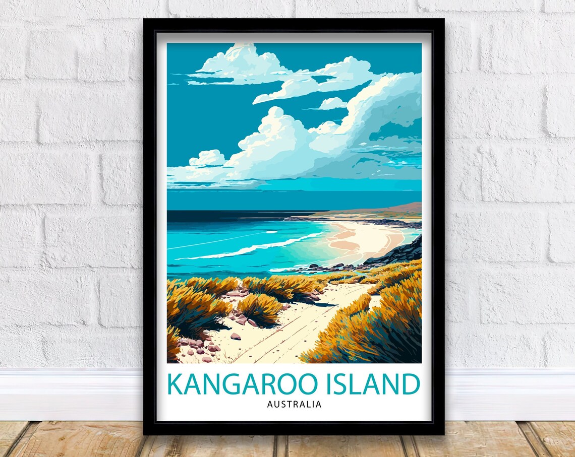 Kangaroo Island Australia Travel Poster, Wall Decor