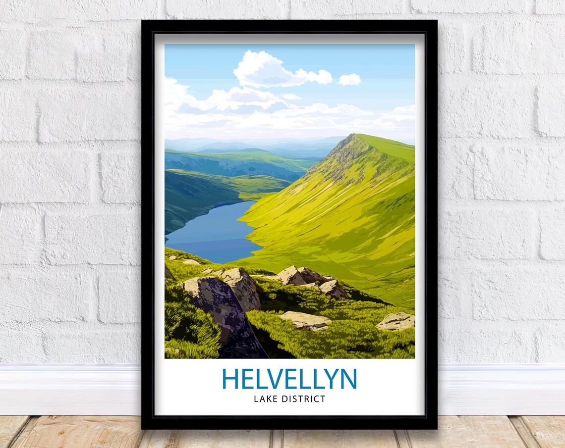Helvellyn Lake District Mountain Tarn Fell Hiking Travel Poster