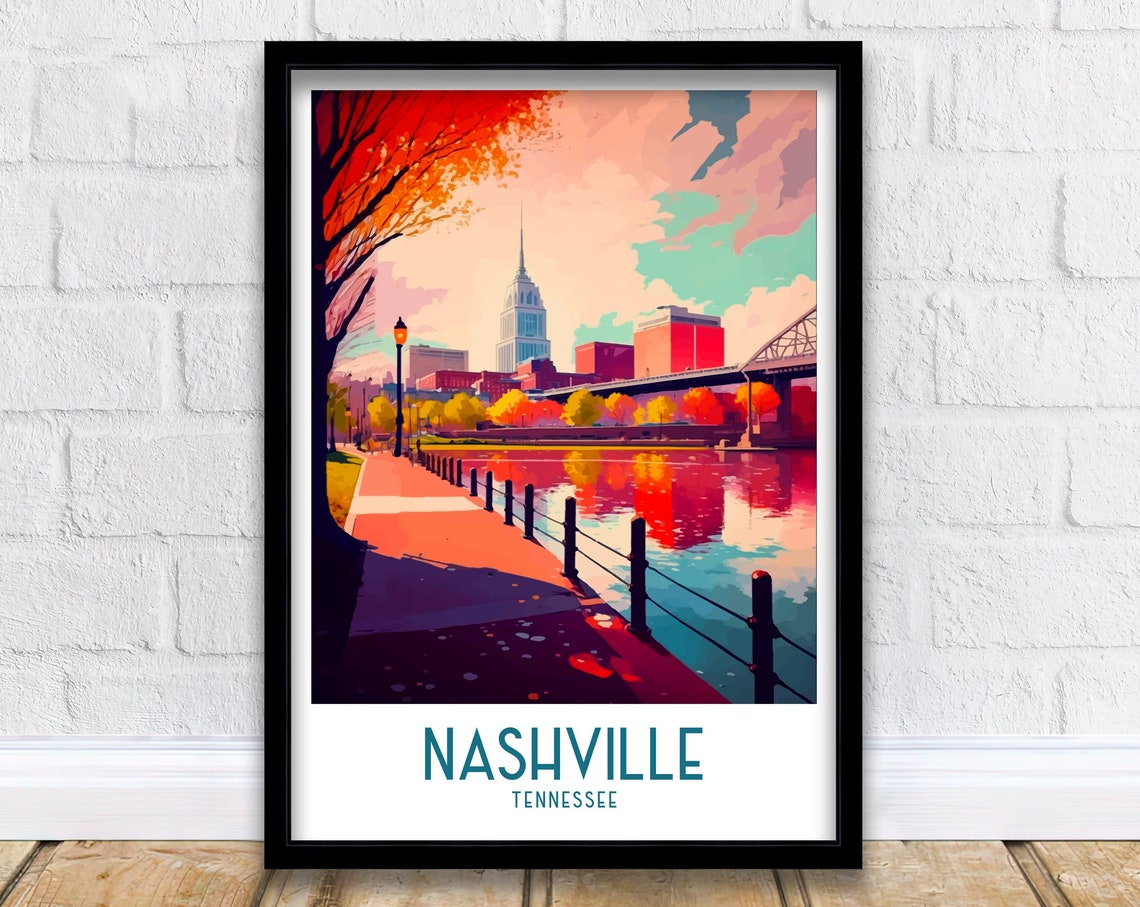 Nashville Travel Print Nashville Wall Art Music City Decor Nashville Illustration Travel Poster Nashville Souvenir Gift For Nashville Lover