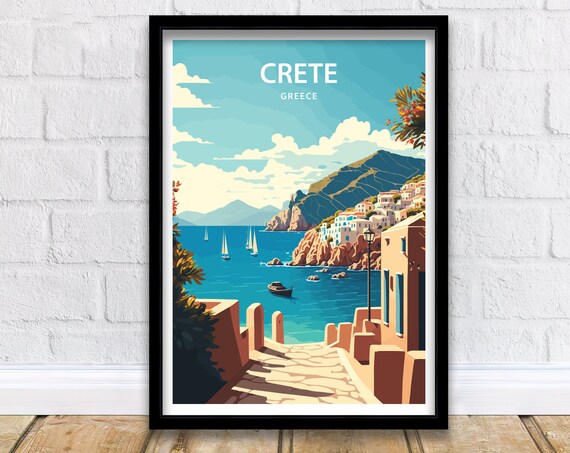 Crete Travel Poster, Greece Art Print