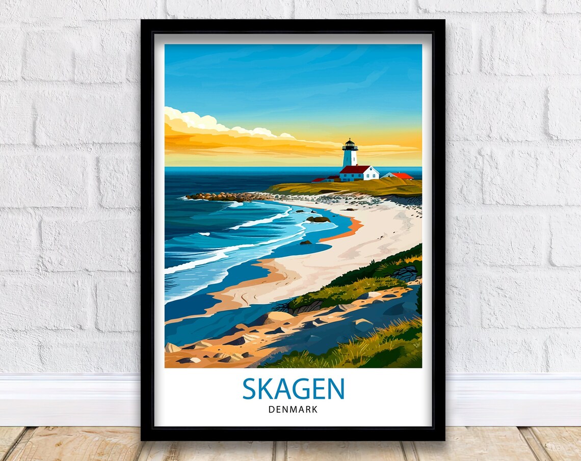 Skagen Denmark Travel Poster, Danish Place Print