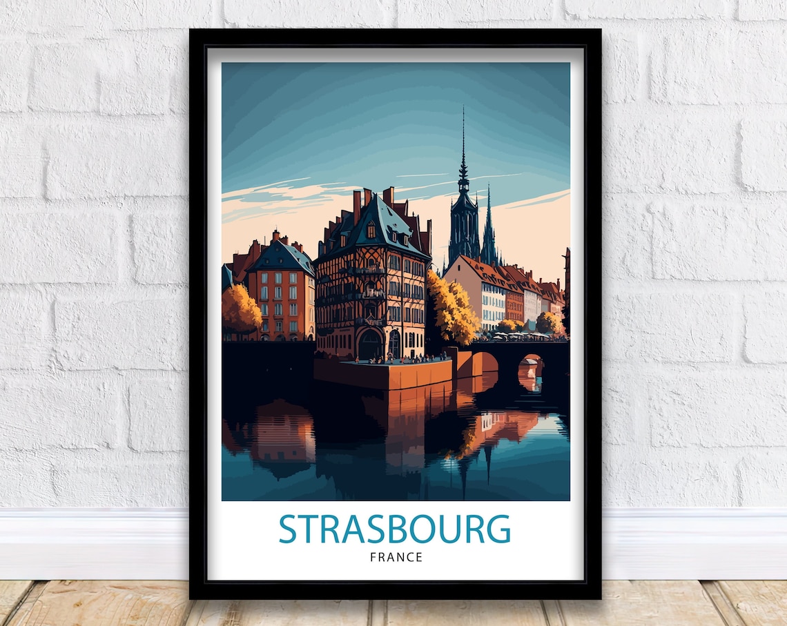 Strasbourg France Travel Poster, European Wall Decor