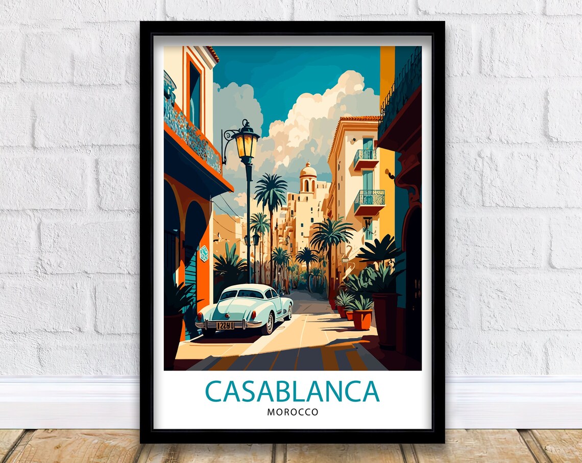 Casablanca Morocco Travel Poster, Home Decor Print