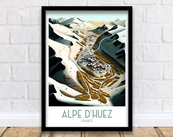 Alpe Dhuez Ski Print Alpe Dhuez Poster Ski Poster Ski Art Alpe Dhuez Ski Print Ski Wall Art Skiing Print Retro Ski Poster