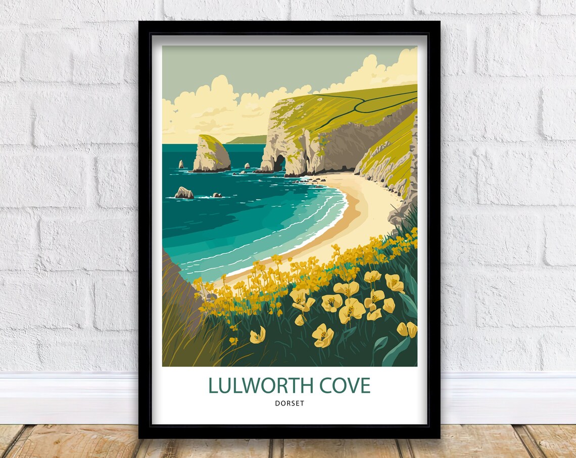 Lulworth Cove Travel Poster, Dorset Coast Landscape