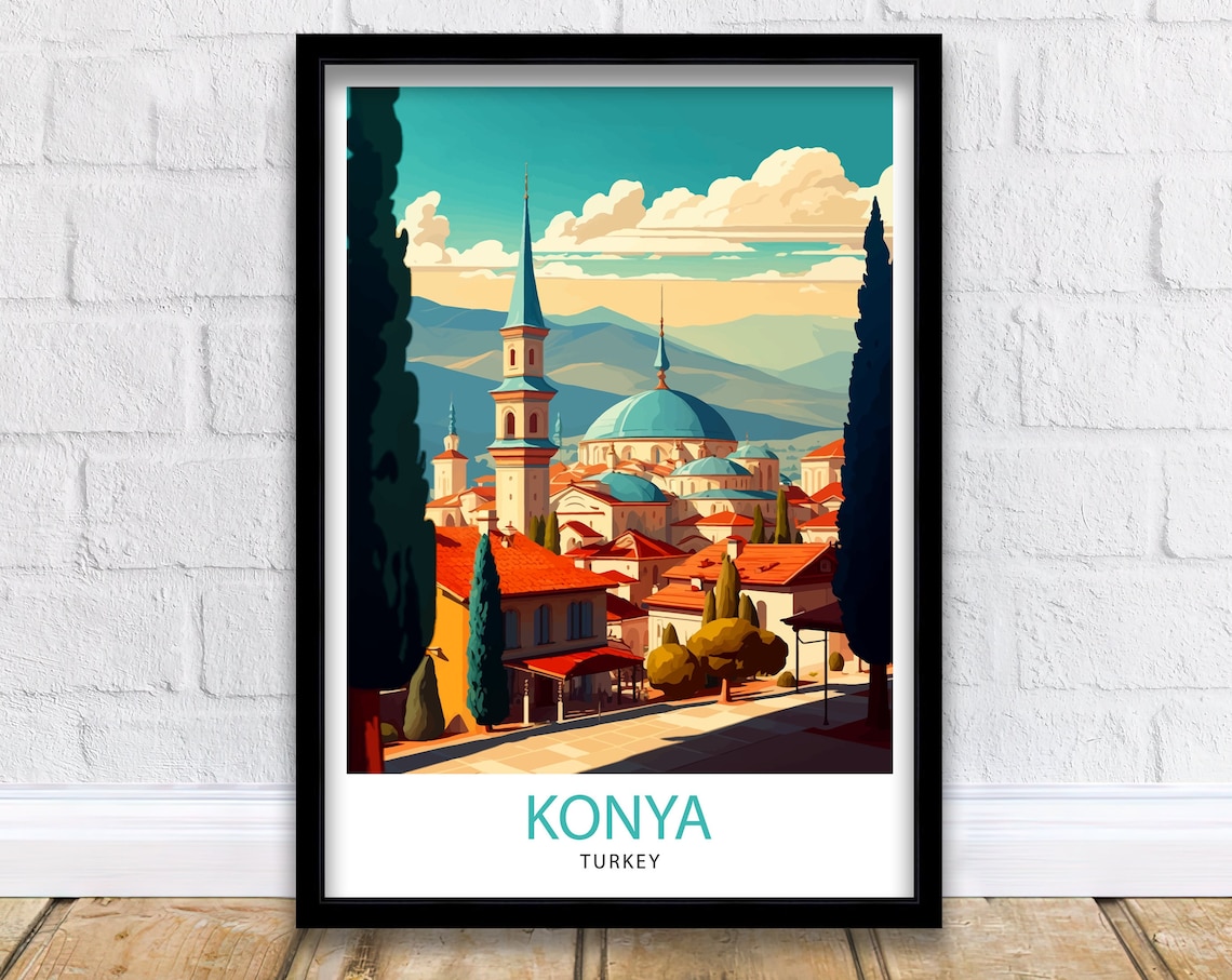 Konya Turkey Travel Poster, Place Wall Decor