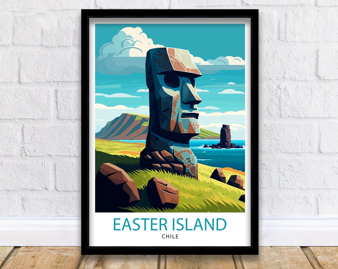 Easter Island Chile Travel Poster, Home Living Decor
