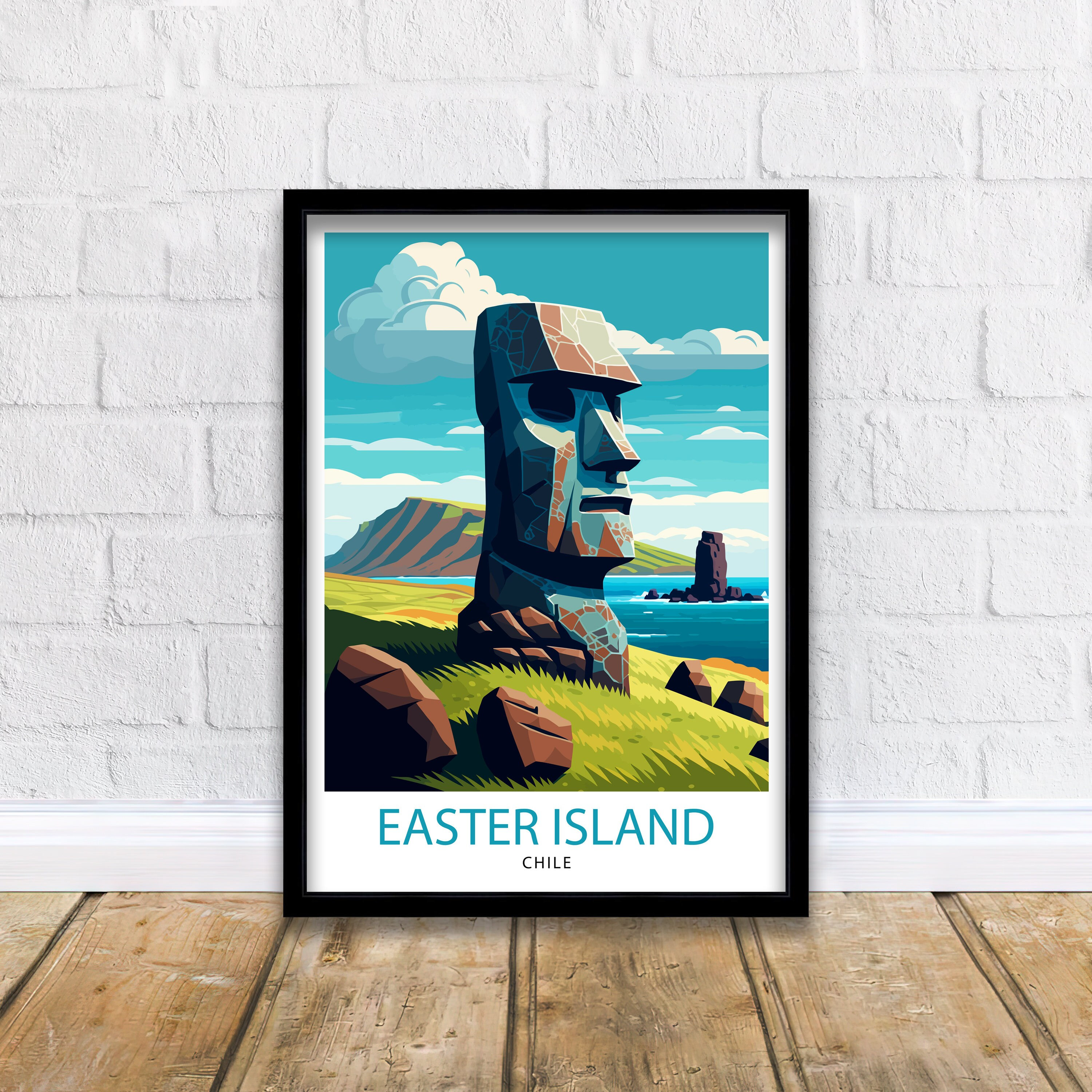 Easter Island Chile Travel Poster, Home Living Decor