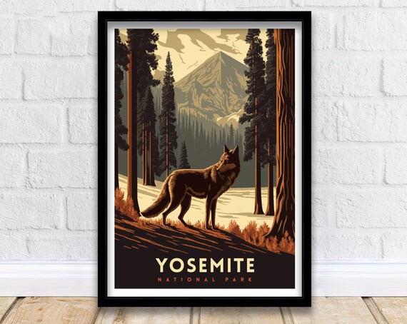Yosemite National Park California Wolf Pines Wildlife Poster
