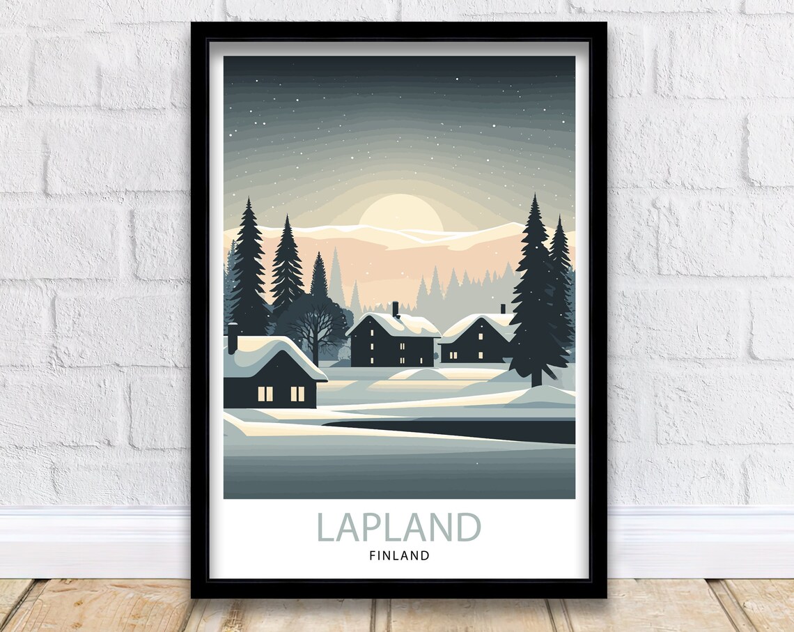 Lapland Travel Poster, Finland Decor Print