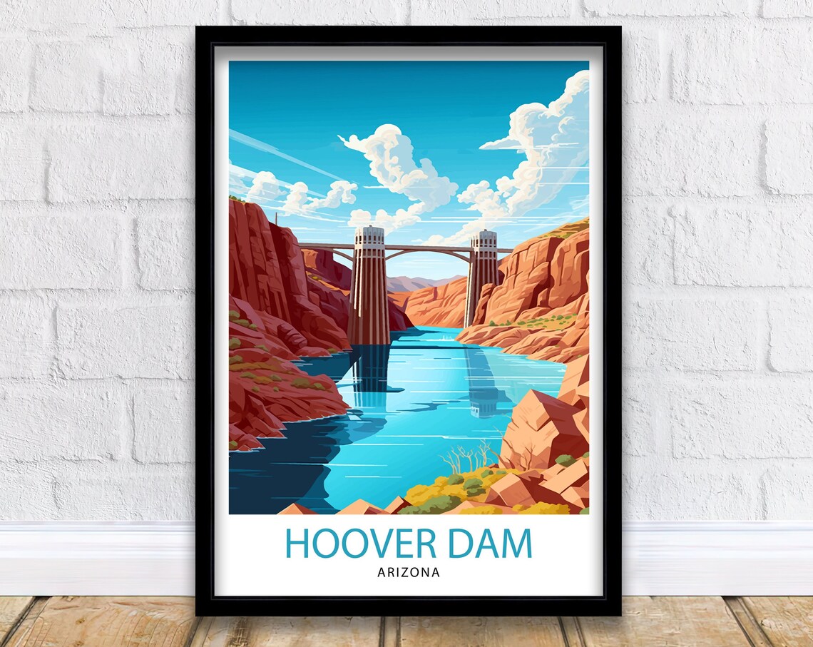 Hoover Dam Arizona Travel Poster, Wall Art Print