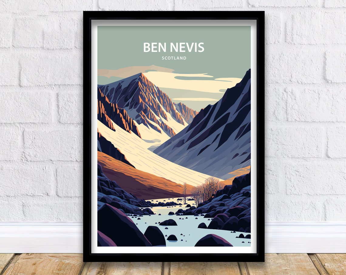 Ben Nevis Scotland Highest Mountain Peak Alpine Travel Poster