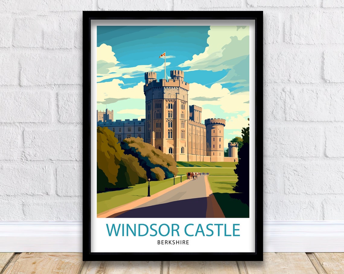 Windsor Castle Berkshire Royal Residence Sunny Travel Art Print
