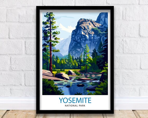 Yosemite National Park Granite Cliffs River Valley Art Poster