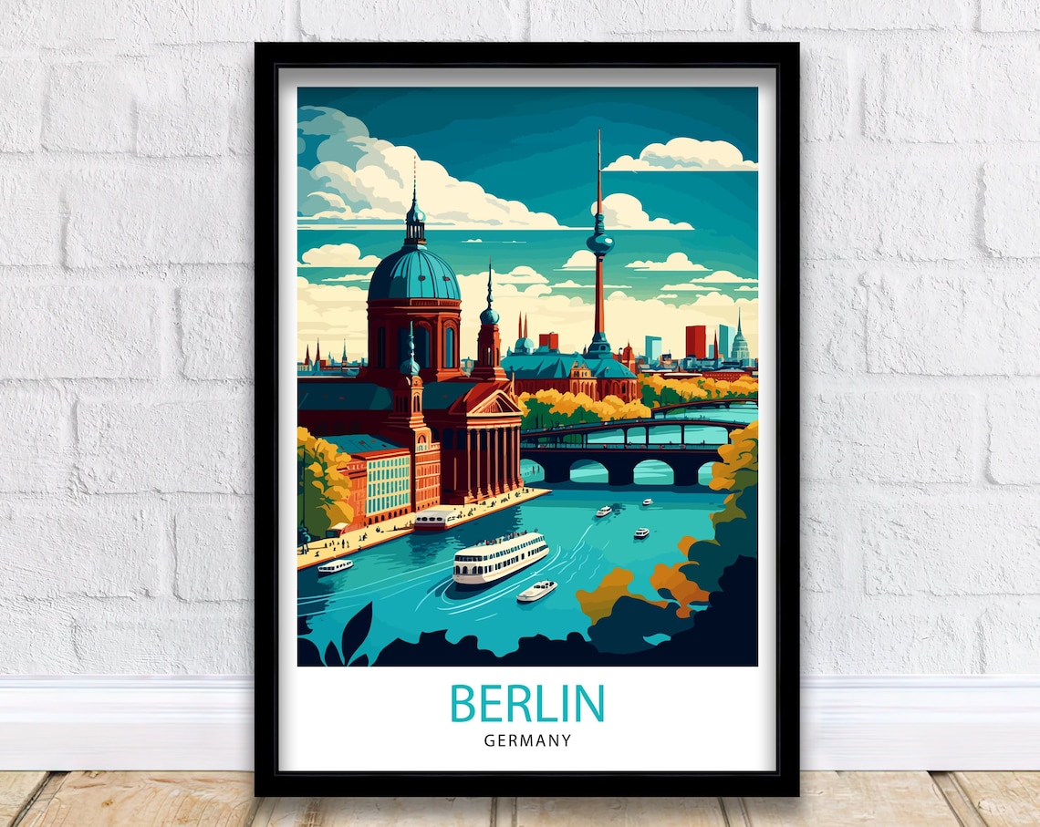 Berlin Germany Travel Poster, Berlin Wall Decor