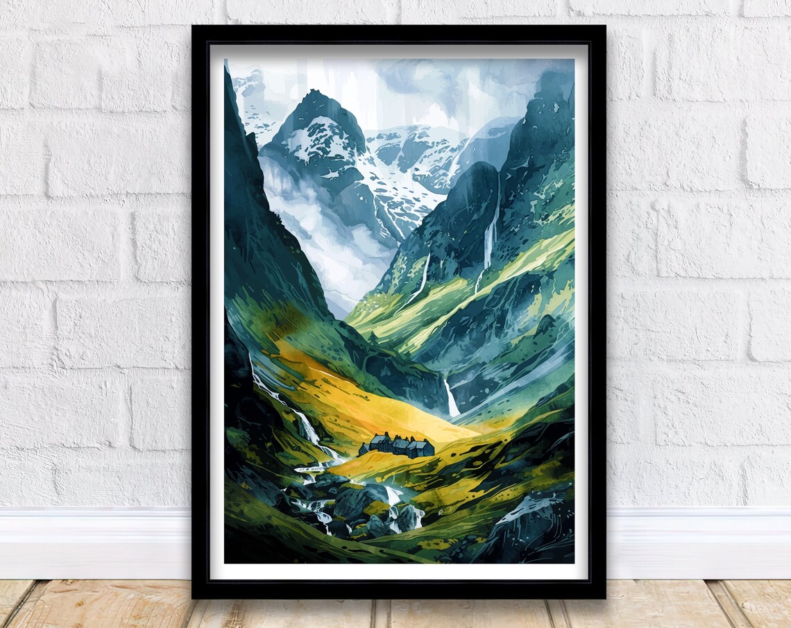 Glencoe Scotland Travel Poster, Scottish Wall Decor