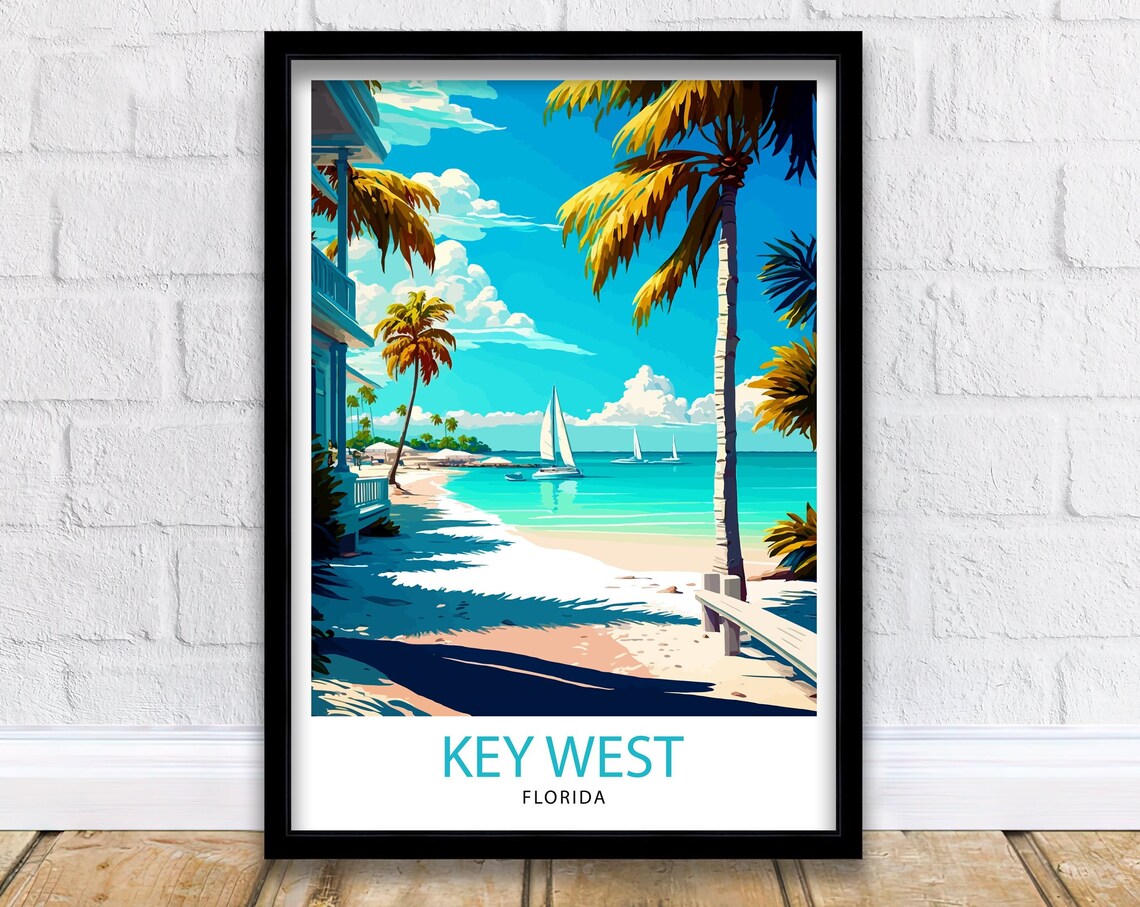 Key West Florida Travel Poster, Home Decor Print