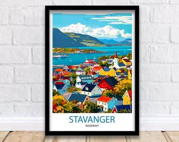 Stavanger Norway Travel Poster, Home Decor Print