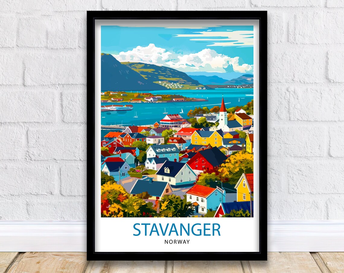 Stavanger Norway Travel Poster, Home Decor Print