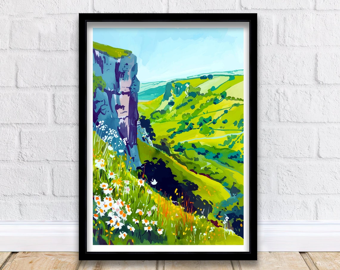 Mendip Hills Somerset Limestone Cliff Valley Wildflower Poster