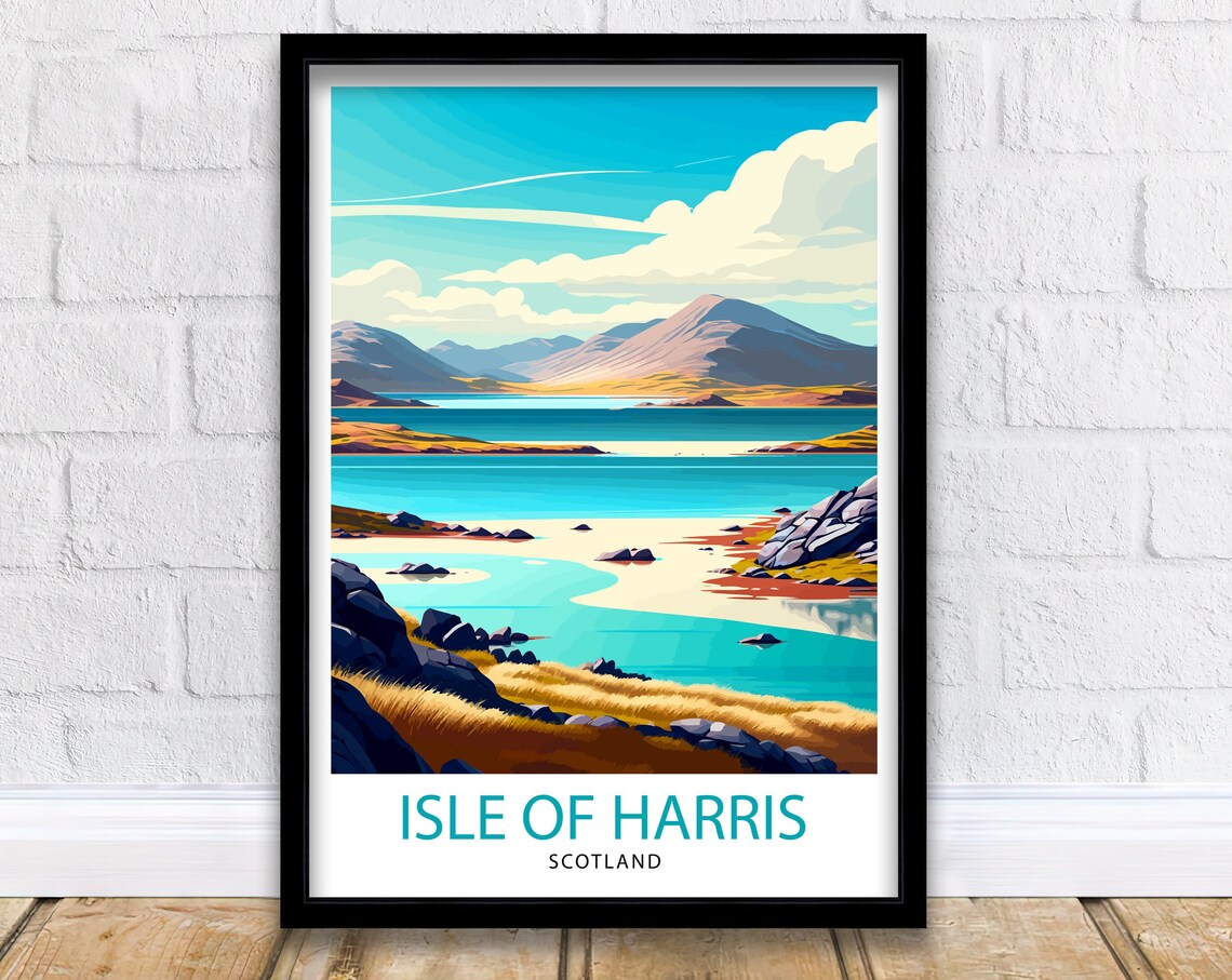 Isle Of Harris Scotland Travel Poster, Travel Art