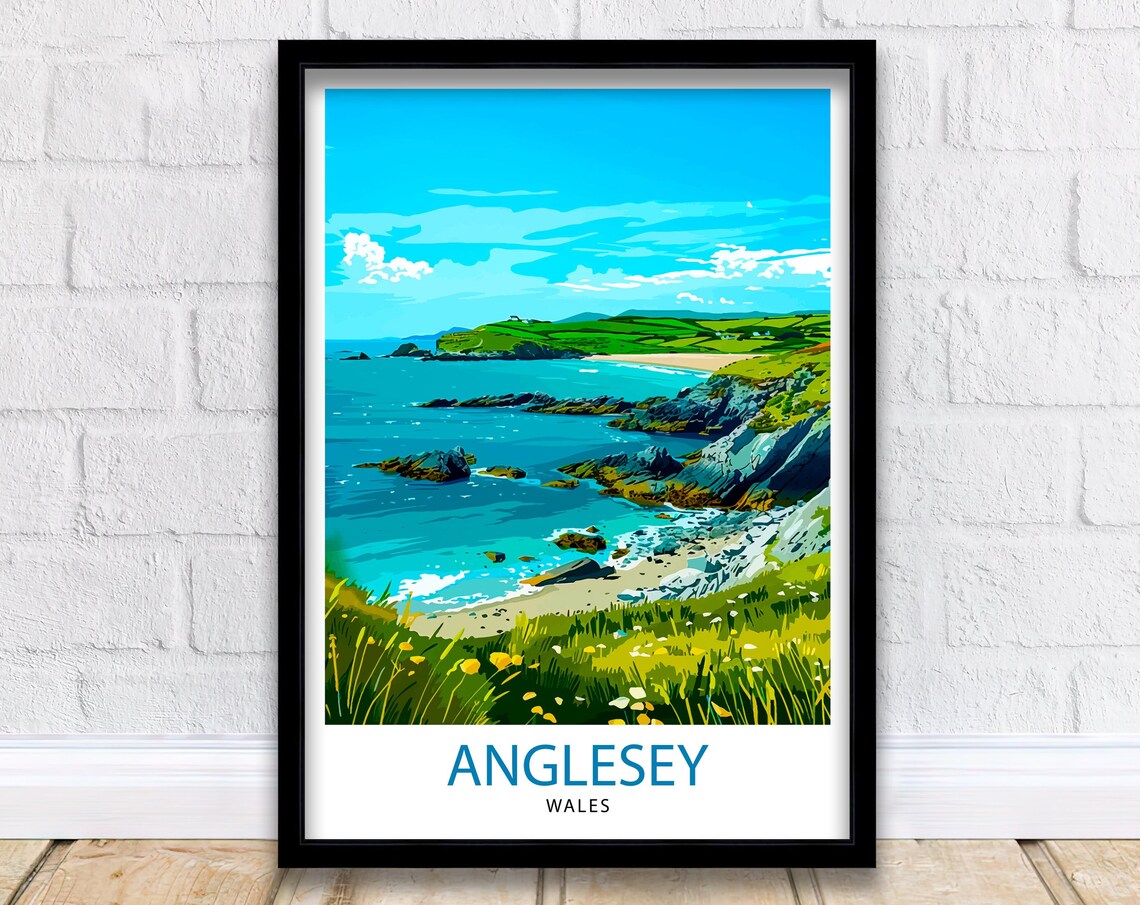 Anglesey Wales Travel Poster, Welsh Wall Decor
