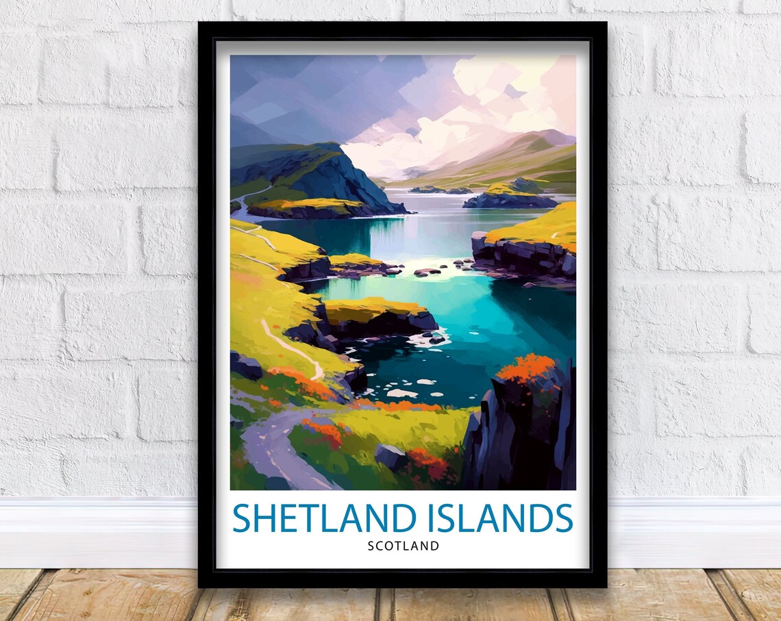 Shetland Islands Travel Poster, Scotland Decor