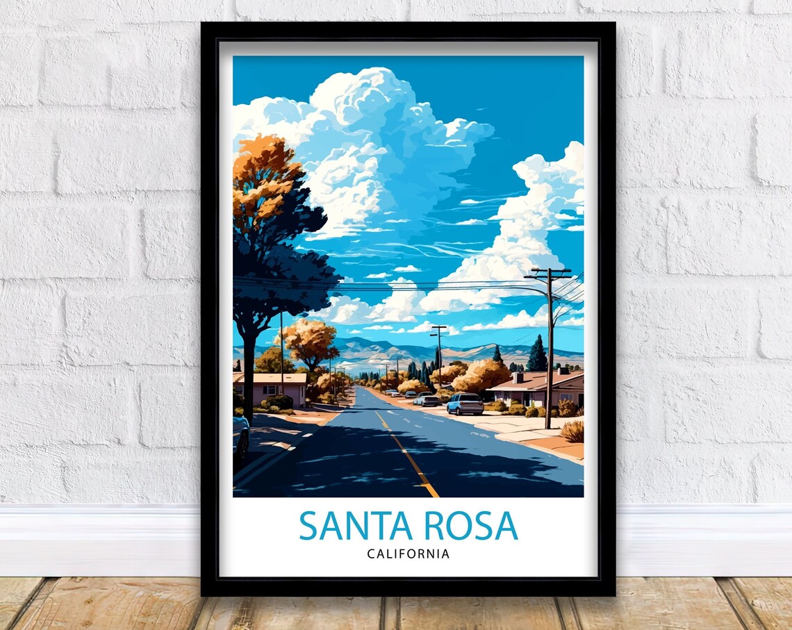 Santa Rosa California Travel Poster, Home Wall Art