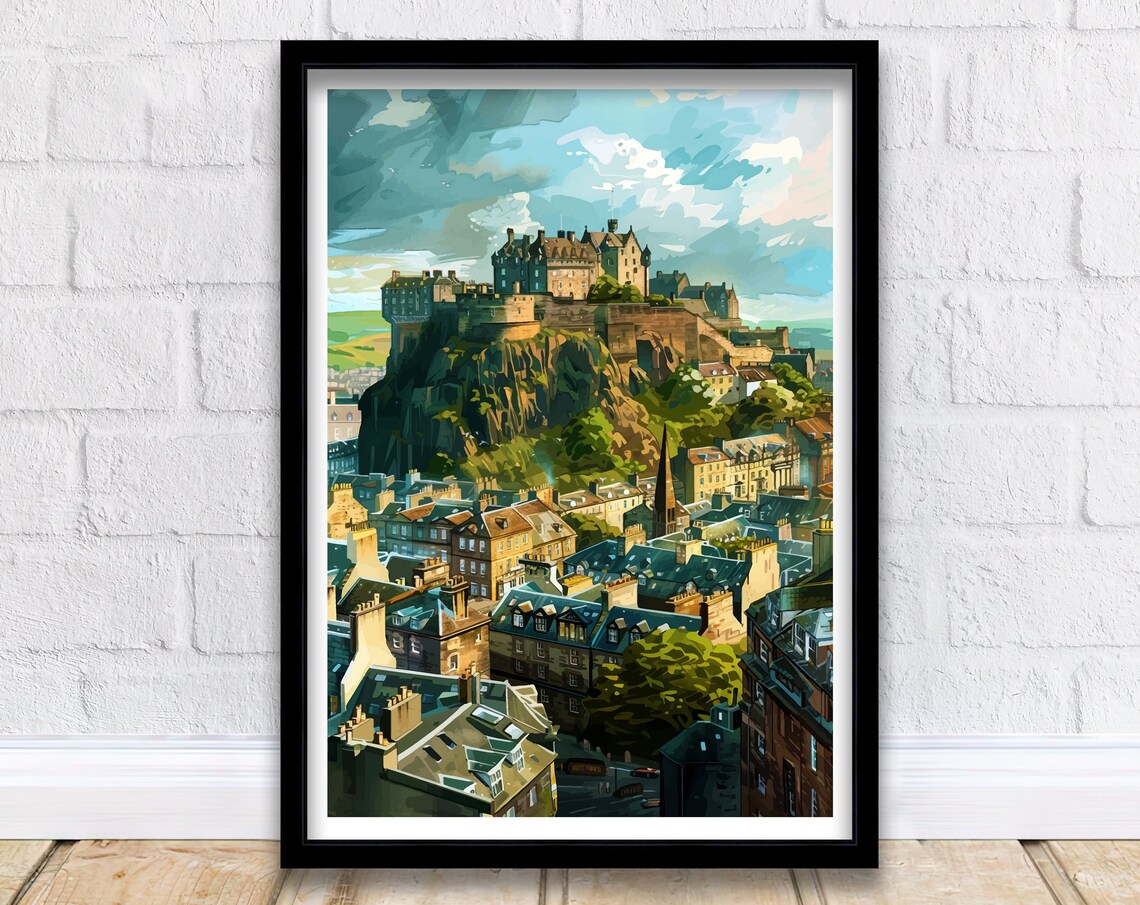 Edinburgh Castle Scotland Historic Old Town Skyline Travel Poster