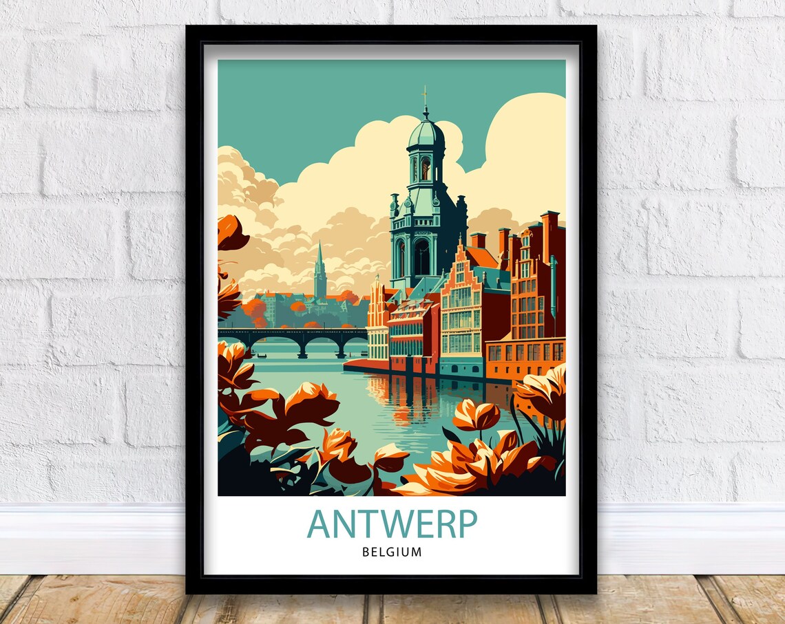 Antwerp Belgium Travel Poster, European City Art