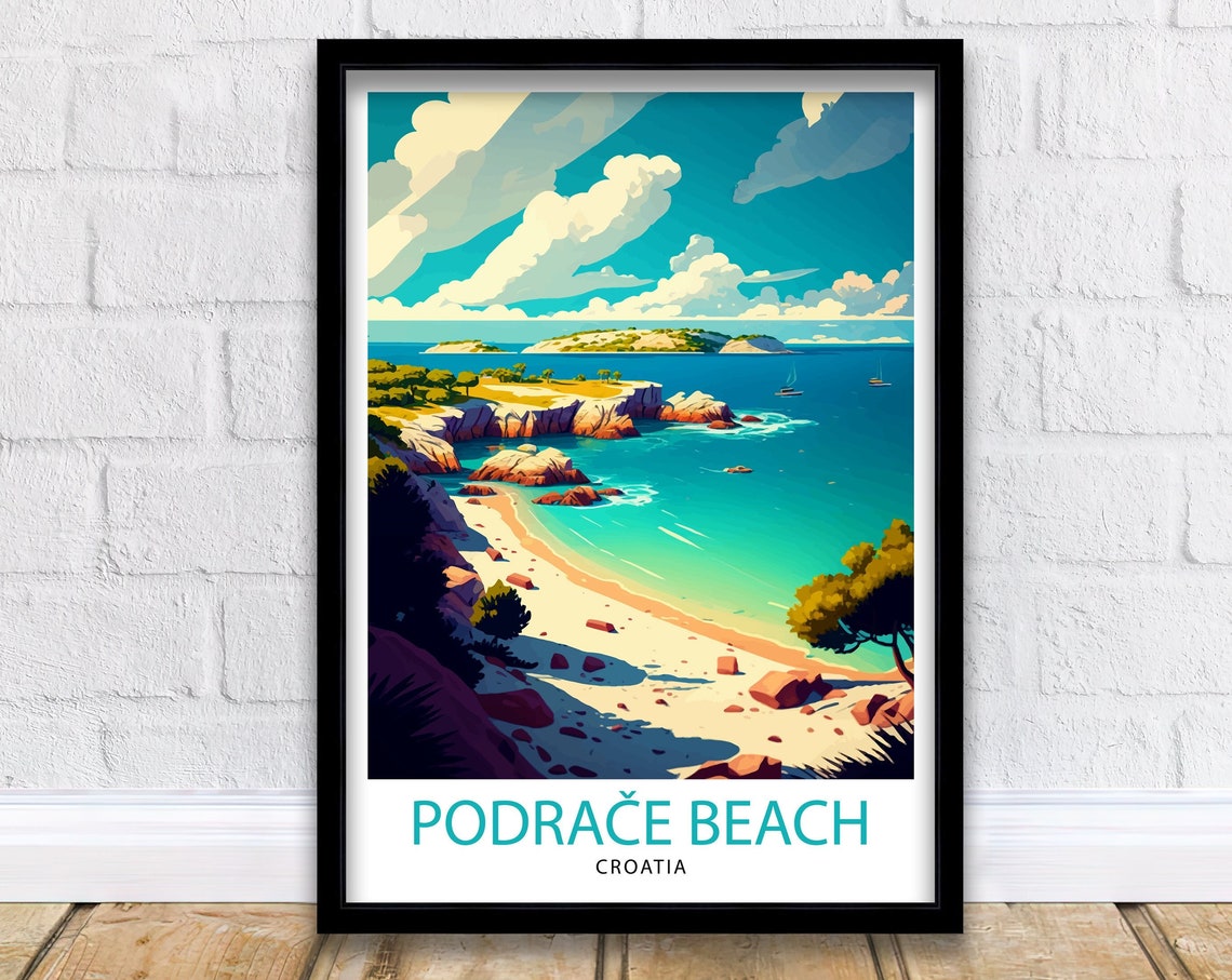 Podrace Beach Croatia Adriatic Cove Turquoise Water Travel Poster