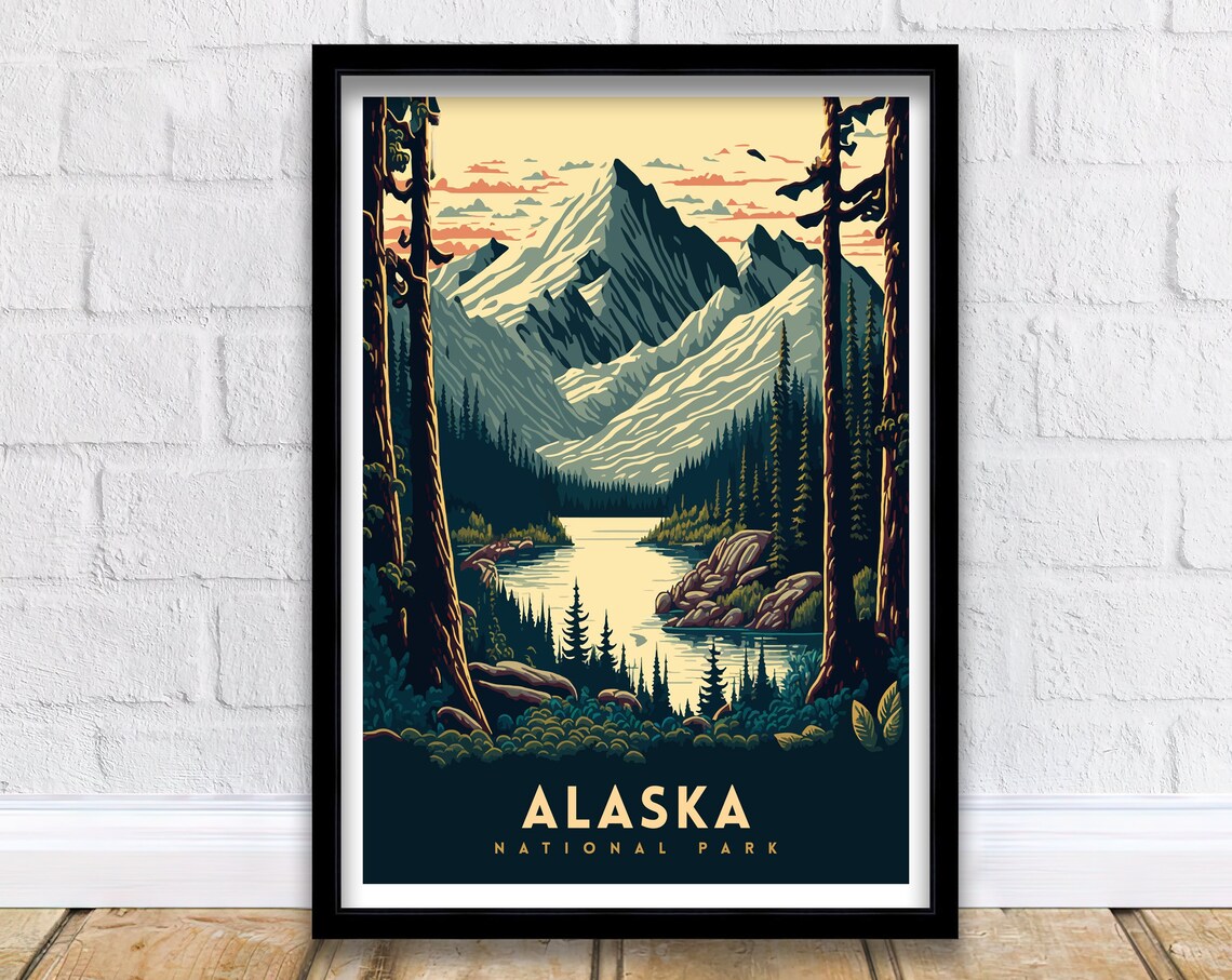 Alaska Travel Poster, USA Travel Wall Art
