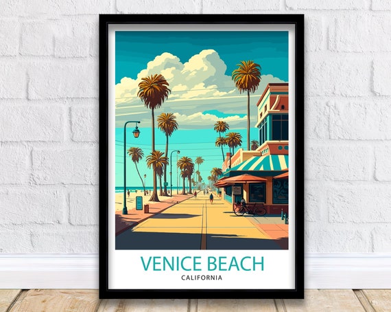 Venice Beach California Travel Poster, Home Decor