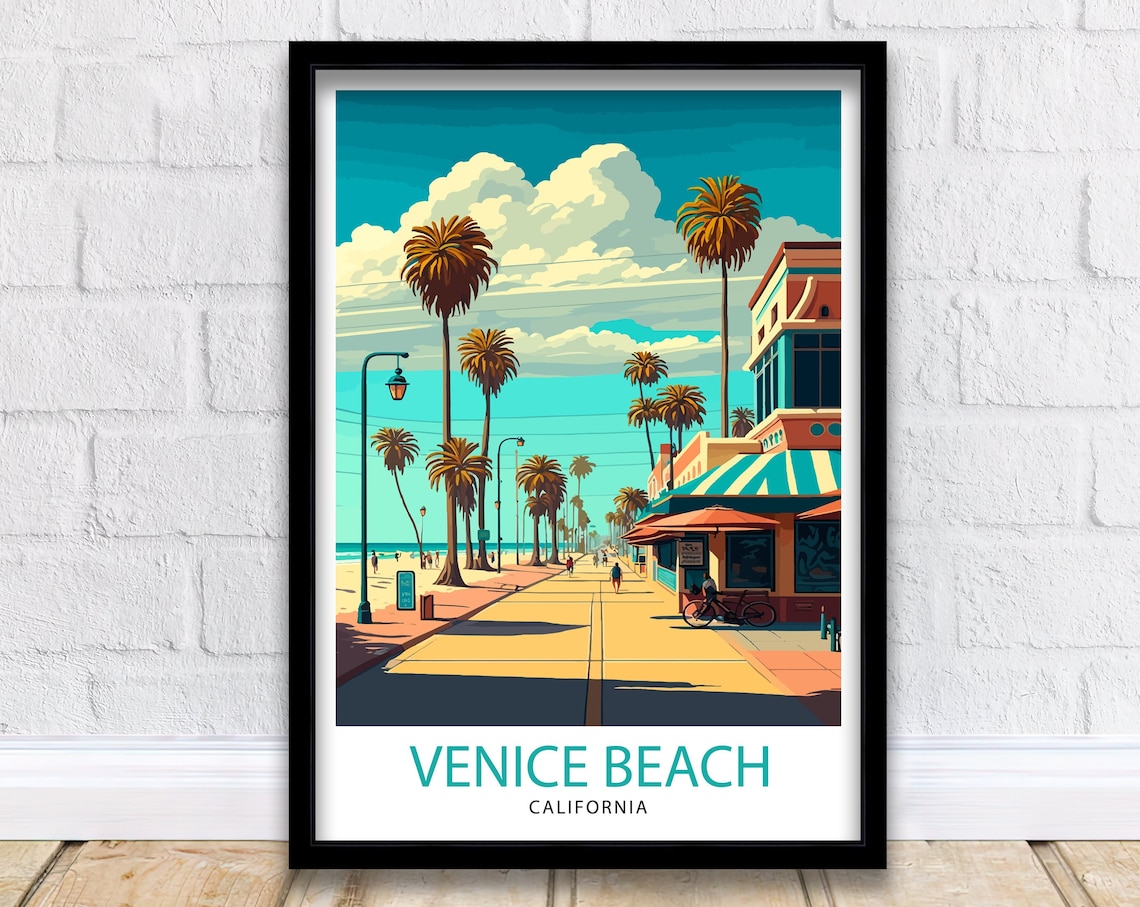 Venice Beach California Travel Poster, Home Decor