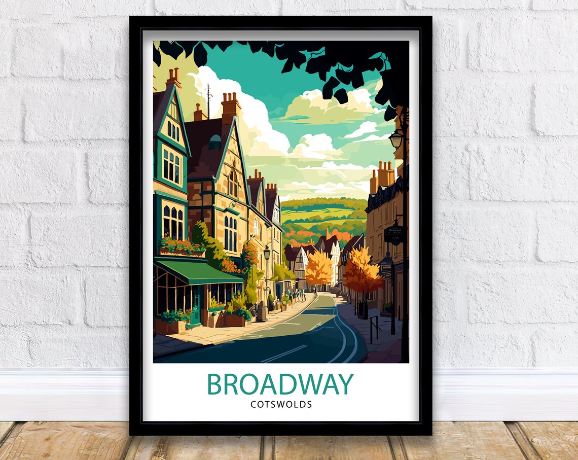 Broadway Cotswold Travel Poster, England Village Decor