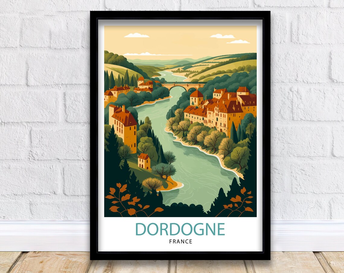 Dordogne France Travel Poster, Home Decor