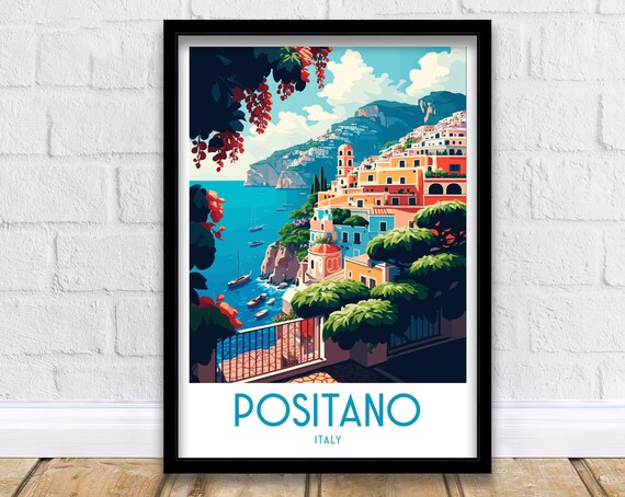 Positano Italy Travel Poster, Europe Wall Decor