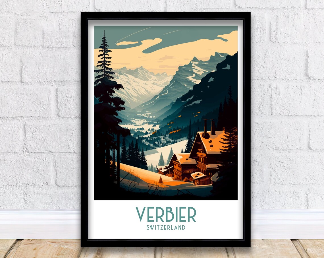 Verbier Ski Poster, Switzerland Skiing Wall Art