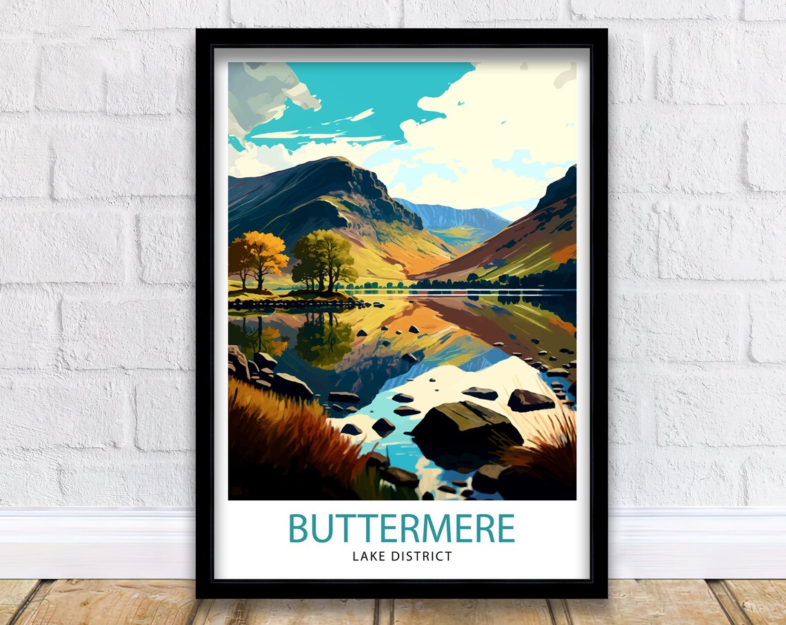 Buttermere Lake District Travel Poster, Home Decor