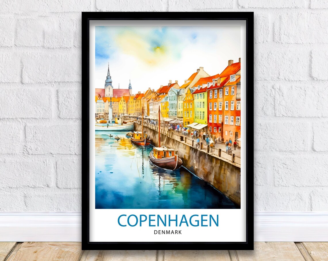 Copenhagen Denmark Travel Poster, Home Decor