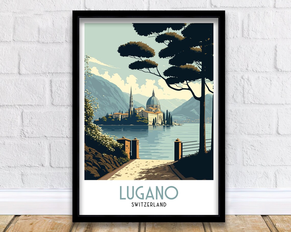 Lugano Travel Poster, Switzerland Travel Print
