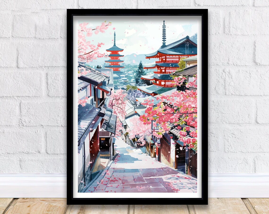 Kyoto Japan Travel Poster, Kyoto Wall Decor