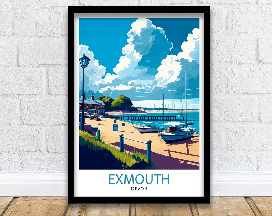 Exmouth Devon Travel Poster, Home Decor Print